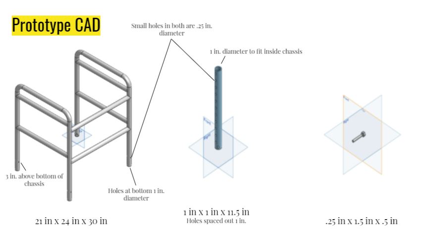 a CAD drawing of a walker